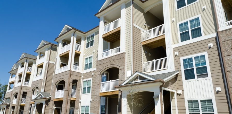 New apartment building in suburban area